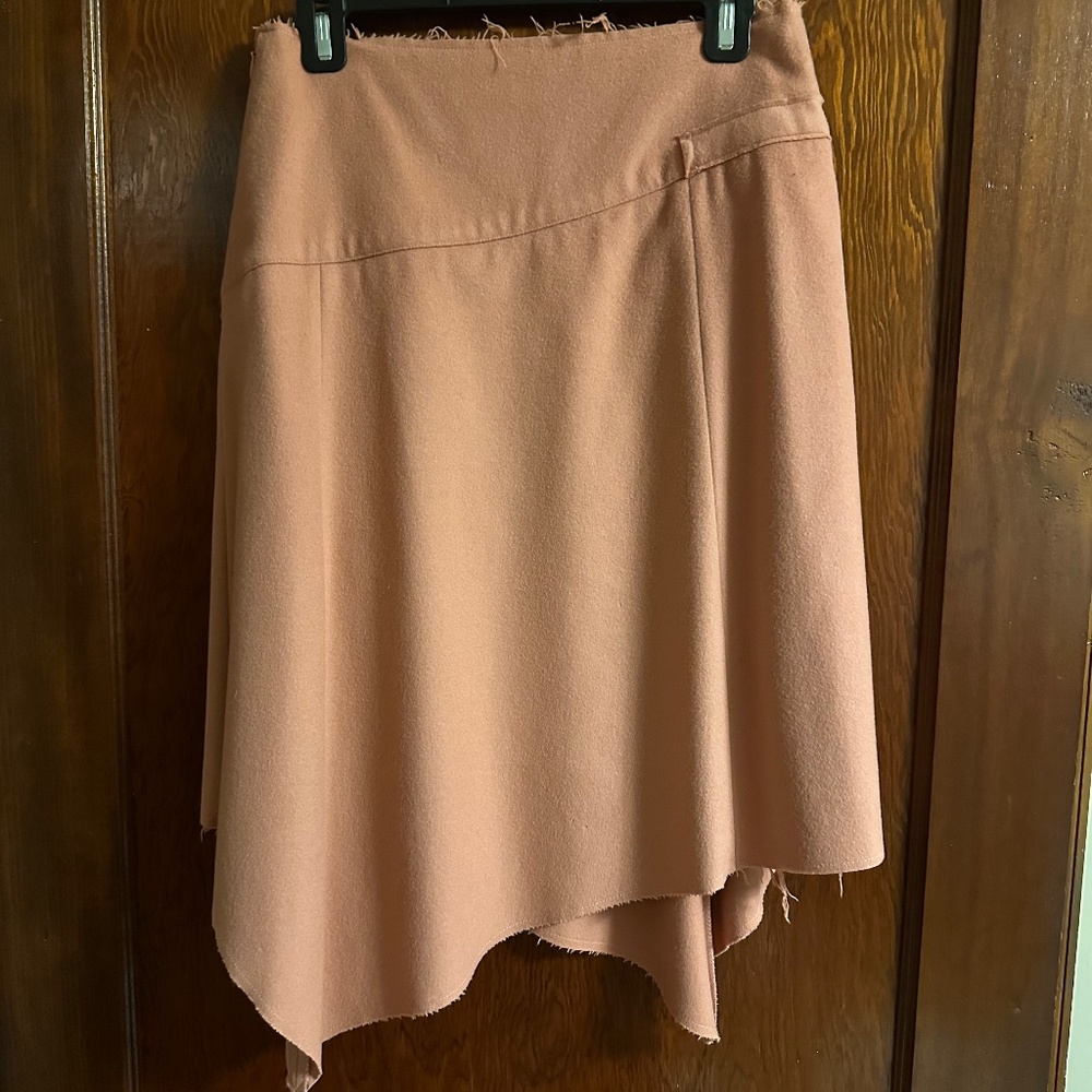 Les Petites Paris Pink Wool Asymmetrical Midi Skirt French Size 38 US 6